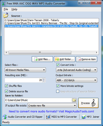 Free M4A AAC OGG WAV MP3 audio converter