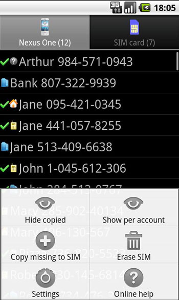 Contact2Sim For Android