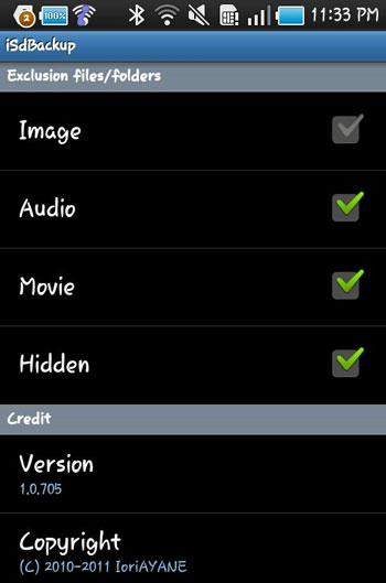 iSdBackup For Galaxy/Optimus2X