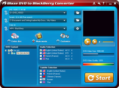 BlazeVideo DVD to BlackBerry Converter