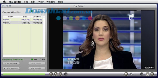 Lưu video trực tuyến sang Mac và iPod FLV Spider