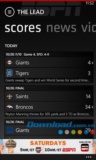 ESPN ScoreCenter for Windows Phone