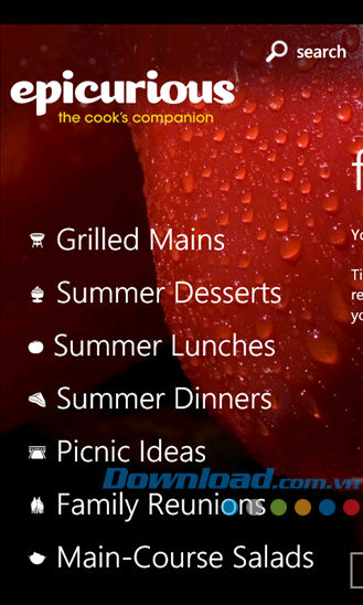 Epicurious Recipes and Shopping list for Windows Phone