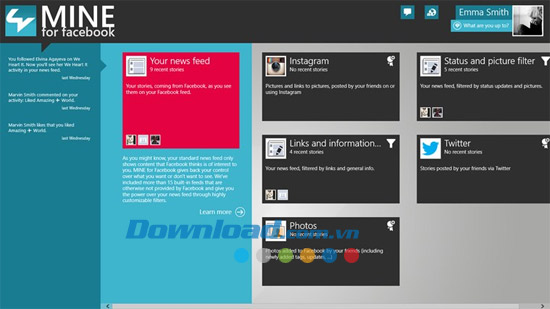 Giao diện mới của Facebook MINE for Facebook