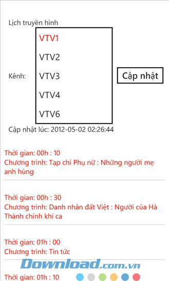 Lịch truyền hình for Windows Phone