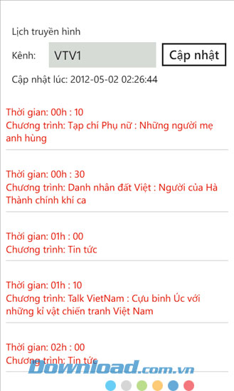 Lịch truyền hình for Windows Phone
