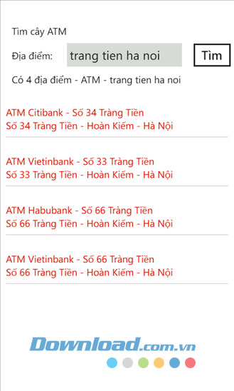 Tìm cây ATM for Windows Phone