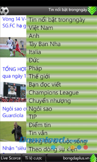 Tin bóng đá for Windows Phone