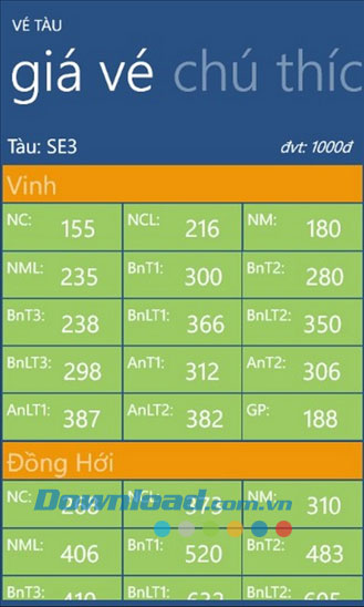 Vé tàu for Windows Phone