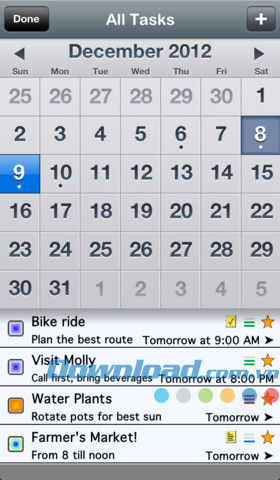 Xem ghi chú theo lịch tháng