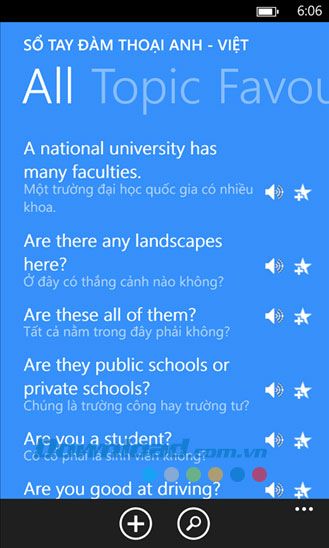 Sổ tay đàm thoại A-V for Windows Phone