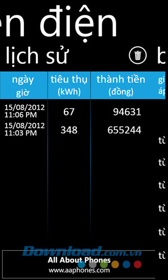 Tiền điện for Windows Phone