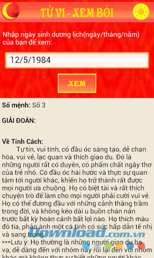 Bói ngày sinh for Android
