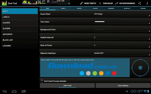 giám sát thông tin hệ thống Cool Tool - system stats for Android