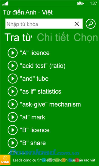 Anh-Việt Dict for Windows Phone