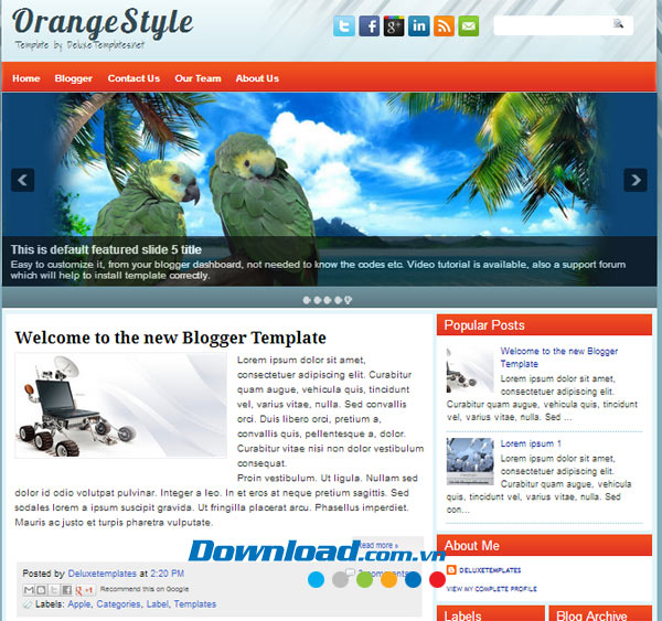 Giao diện mẫu OrangeStyle