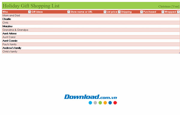 Danh sách mua sắm quà tặng cho kỳ nghỉ