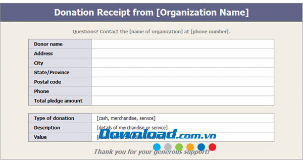 Biên nhận đóng góp từ thiện