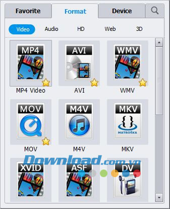 Chọn định dạng đầu ra Wondershare Video Converter Pro