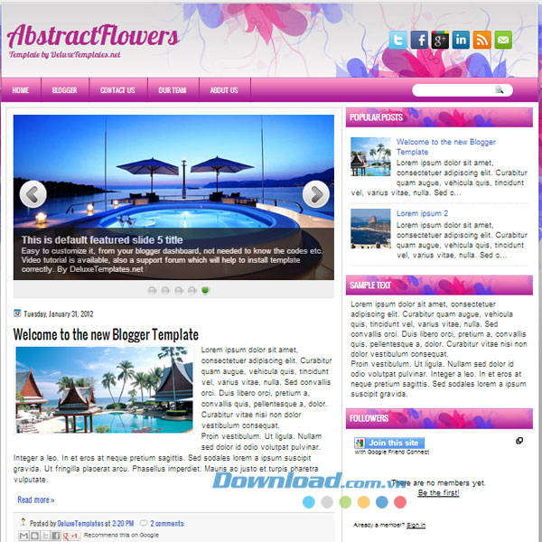 Giao diện mẫu AbstractFlowers