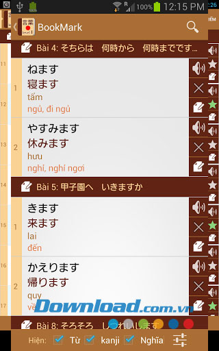 Chọn bài học Minano nihongo I for Android