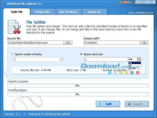 WinMend File Splitter