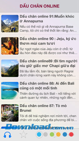 Chọn chuyên mục Dấu chân online for iOS
