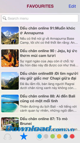 Lưu chuyên đề vào mục yêu thích Dấu chân online for iOS