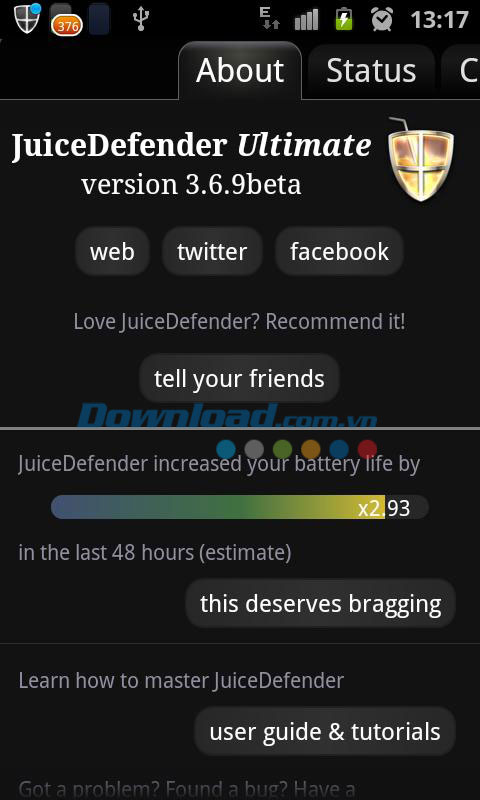 Ứng dụng tiết kiệm pin JuiceDefender for Android