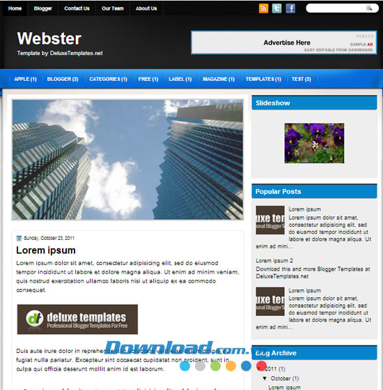 Giao diện mẫu Webster