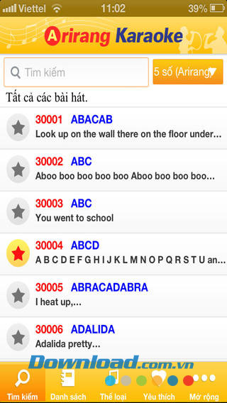 Tìm kiếm bài hát Karaoke Viet Nam Arirang for Android