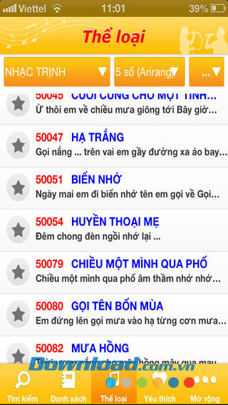 Phân mục theo thể loại Karaoke Viet Nam Arirang for Android
