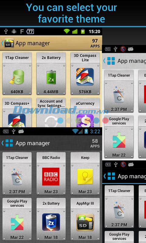 Chọn theme yêu thích AppMgr III for Android