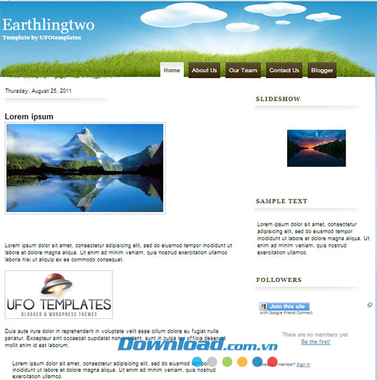 Giao diện mẫu EarthlingTwo