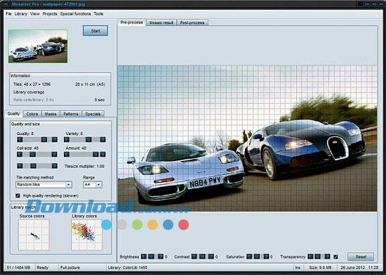 Giao diện chính Mosaizer Pro