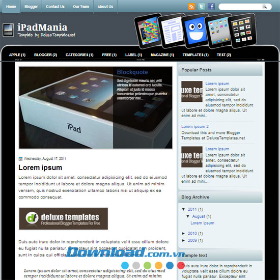 Giao diện mẫu iPadMania