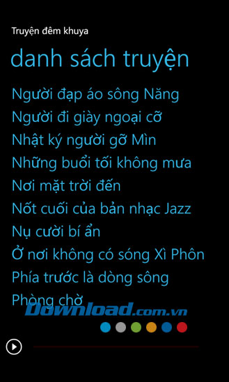 Danh sách truyện Nghe truyện đêm khuya for Windows Phone