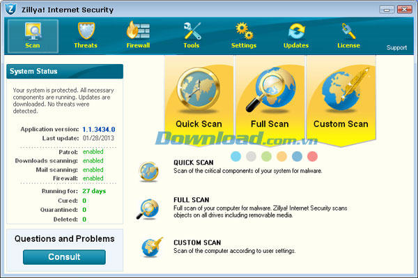 Phần mềm bảo mật máy tính mạnh mẽ Zillya! Internet Security