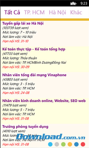 Chợ việc làm for Windows Phone