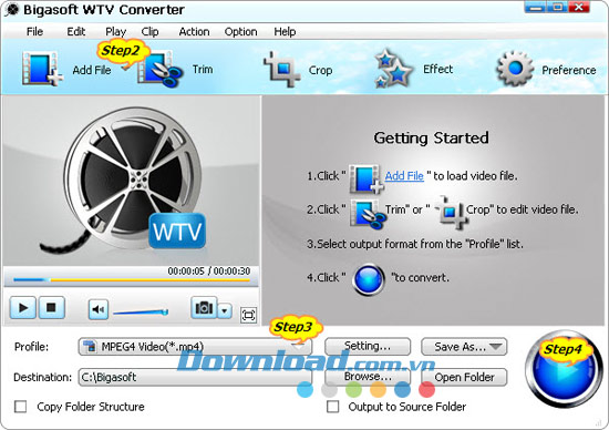 Khởi chạy chương trình Bigasoft WTV Converter