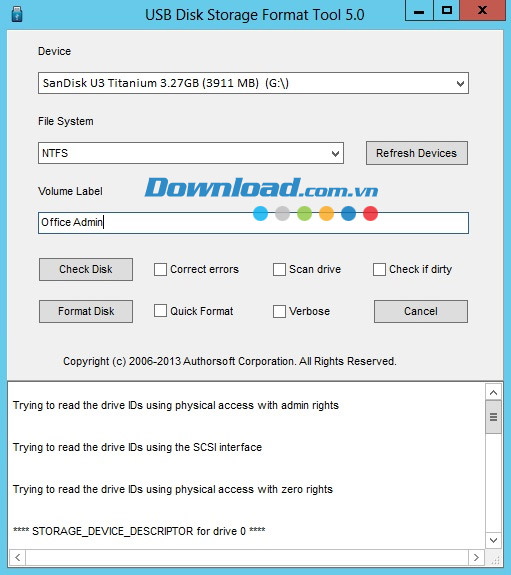 HP USB Disk Storage Format Tool trên Windows