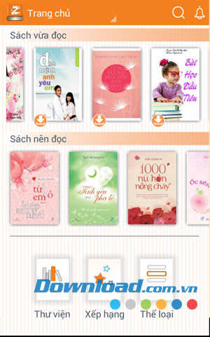 Trang chủ ứng dụng Zinbooks for Android