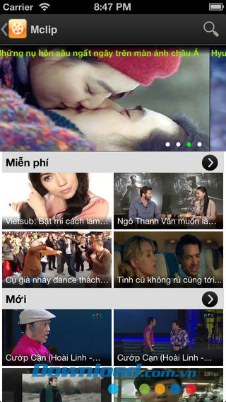 Chọn chuyên mục Mclip for iOS