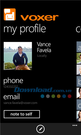 Quản lý profile Voxer for Windows Phone