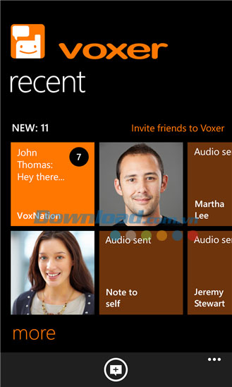 Danh sách mới liên lạc Voxer for Windows Phone