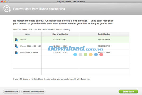 iSkysoft iPhone Data Recovery for Mac