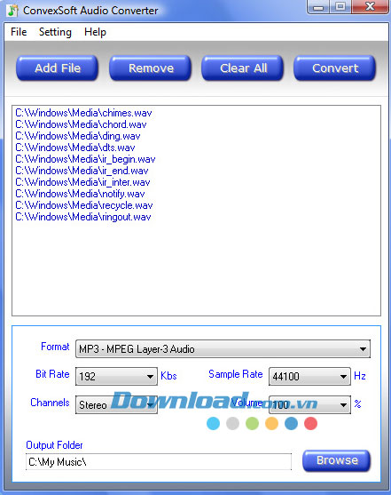Giao diện chính ConvexSoft Audio Converter