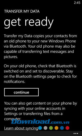 Chuyển dữ liệu của tôi for Windows Phone