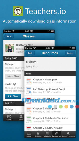 Tự động tải xuống thông tin lớp học