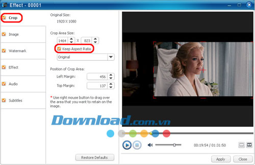 Crop kích thước video iJoysoft Blu Ray Ripper